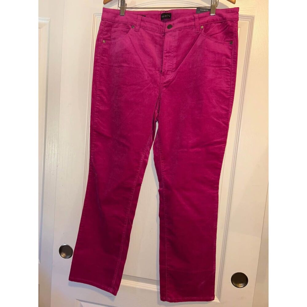NWT Talbots pink cord corduroy straight leg pants woman's size 16P